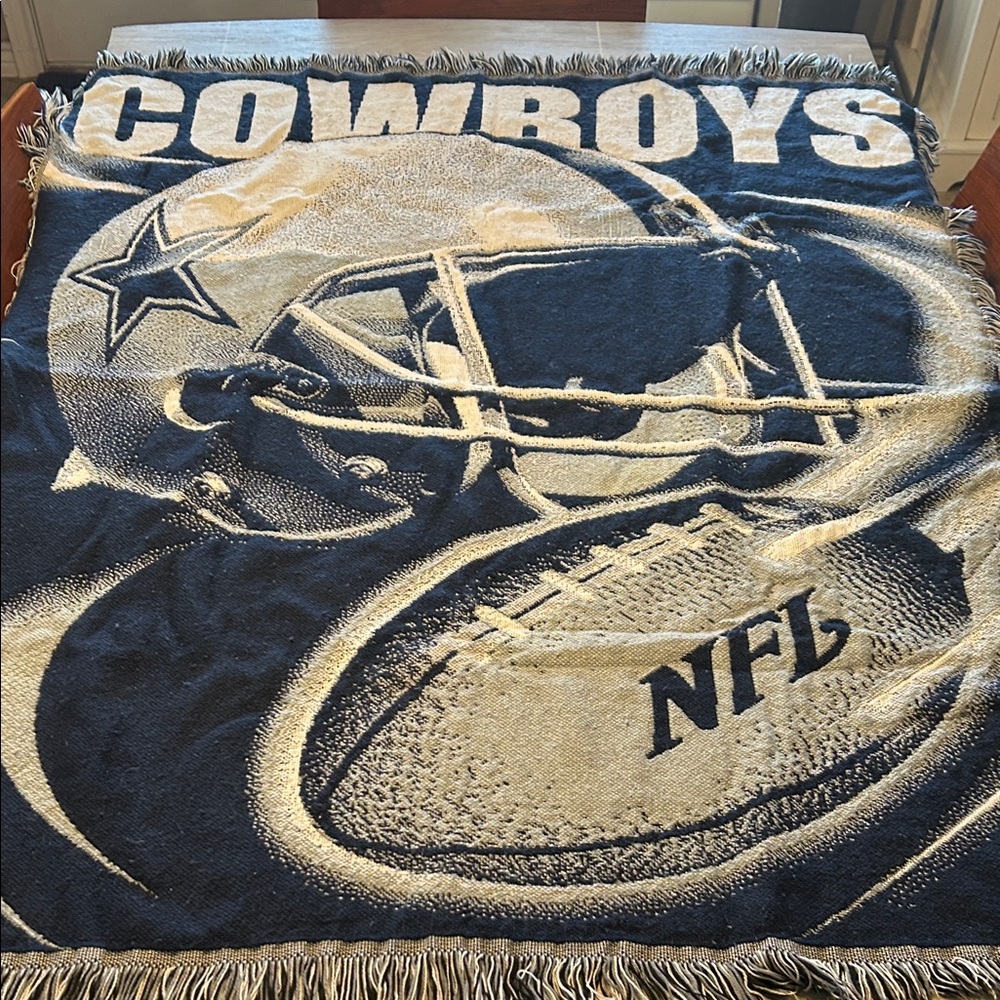 NFL Cowboys Navy and Beige Throw Blanket
